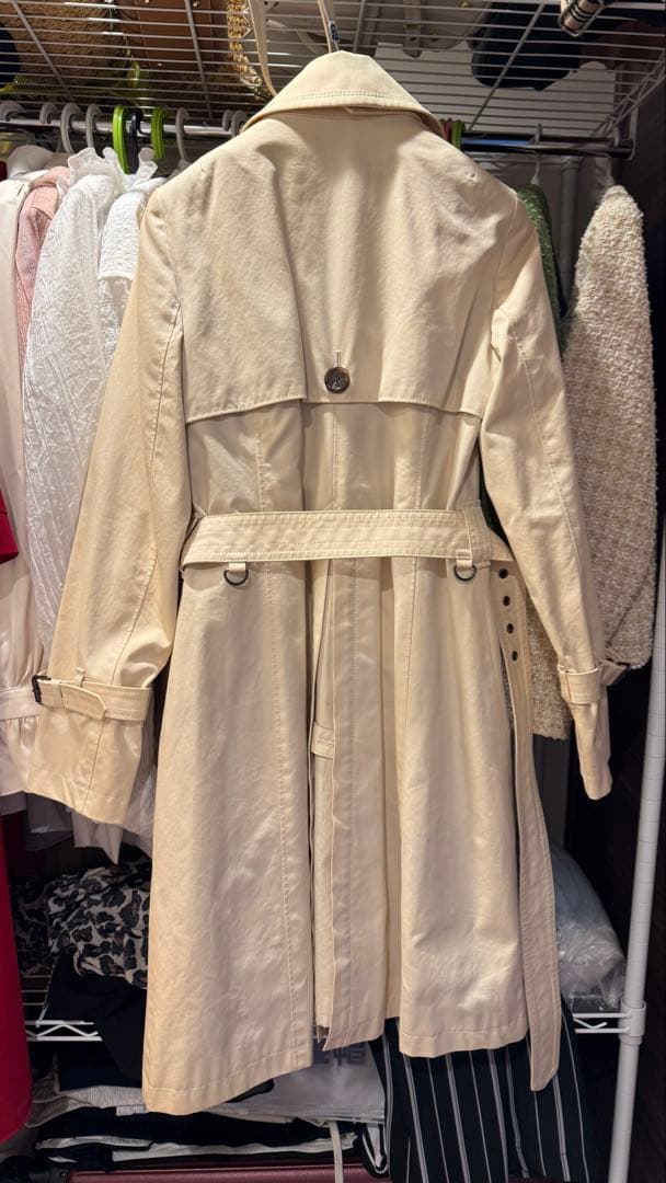 ベージュ チェック柄 トレンチコート