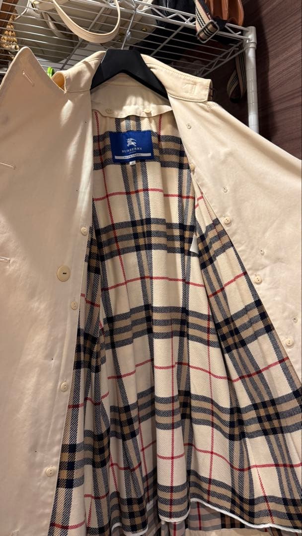 ベージュ チェック柄 トレンチコート