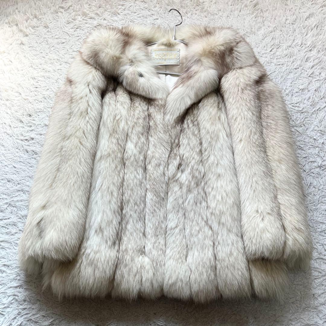 総丈70 ジョセフィーヌ ブルーフォックス リアルファーコート 本毛皮 さらさら