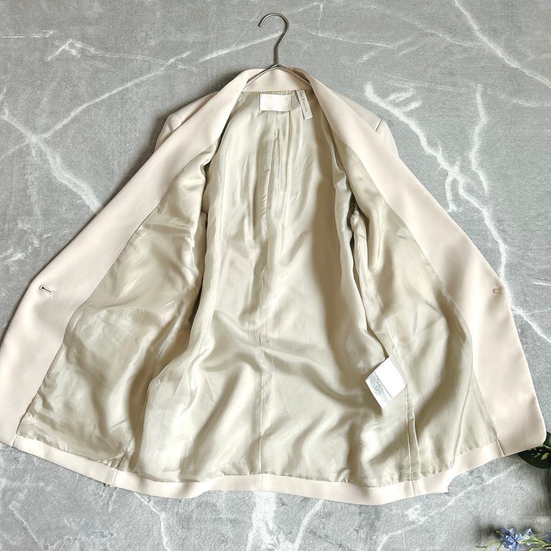 美品⁂コルピエロ⁂ノーカラージャケット　サテン切り替　1B アイボリー　S〜M