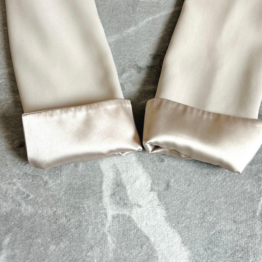 美品⁂コルピエロ⁂ノーカラージャケット　サテン切り替　1B アイボリー　S〜M