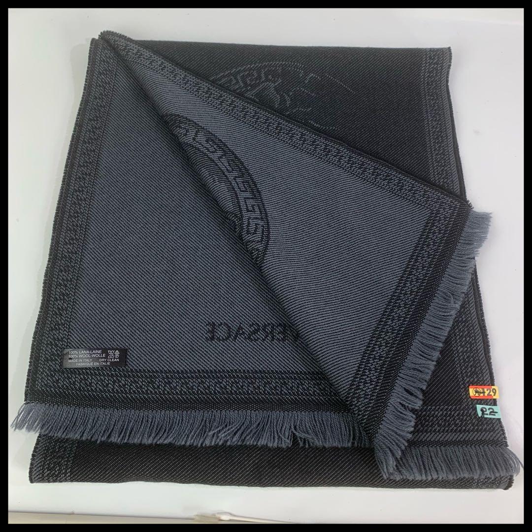 【クリーニング済】ヴェルサーチェ（VERSACE） メデューサ柄 ウールマフラー