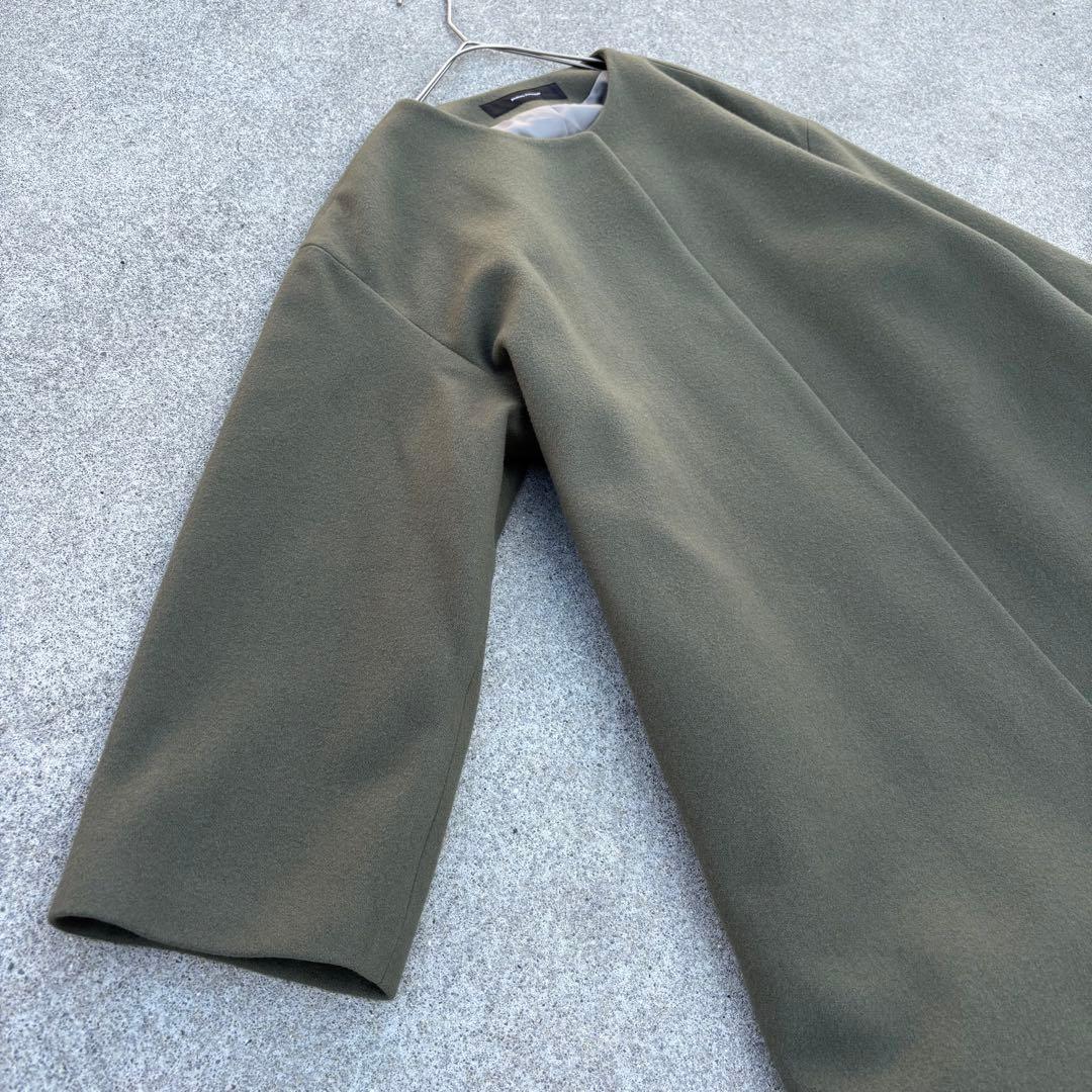 ジャーナルスタンダード［F］極美品◎ウール100%◎ノーカラーロングウールコート