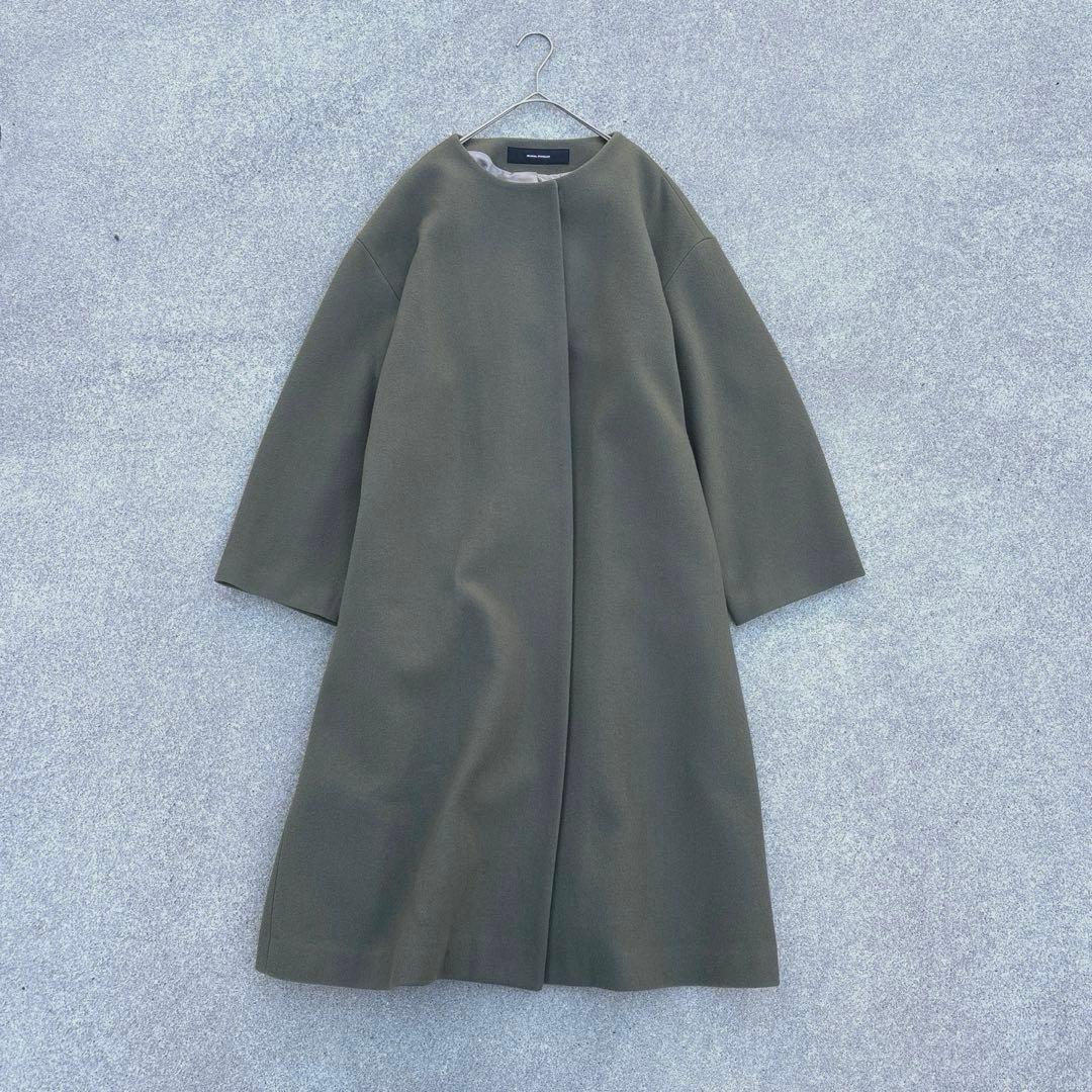 ジャーナルスタンダード［F］極美品◎ウール100%◎ノーカラーロングウールコート