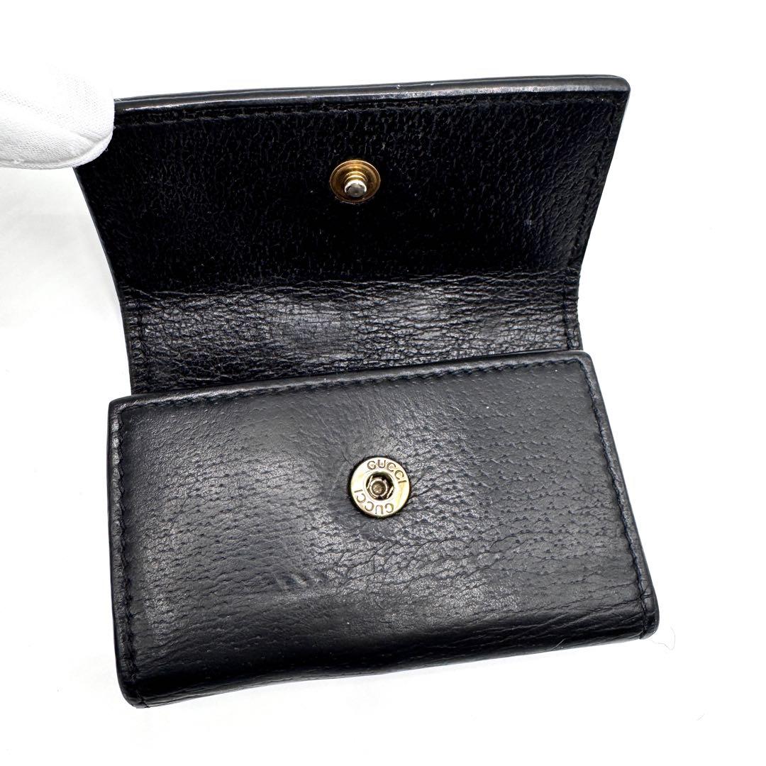 良品✨グッチ　キーケース　6連　アニマリエ　ビー　キーリング　金ロゴ　レザー　黒