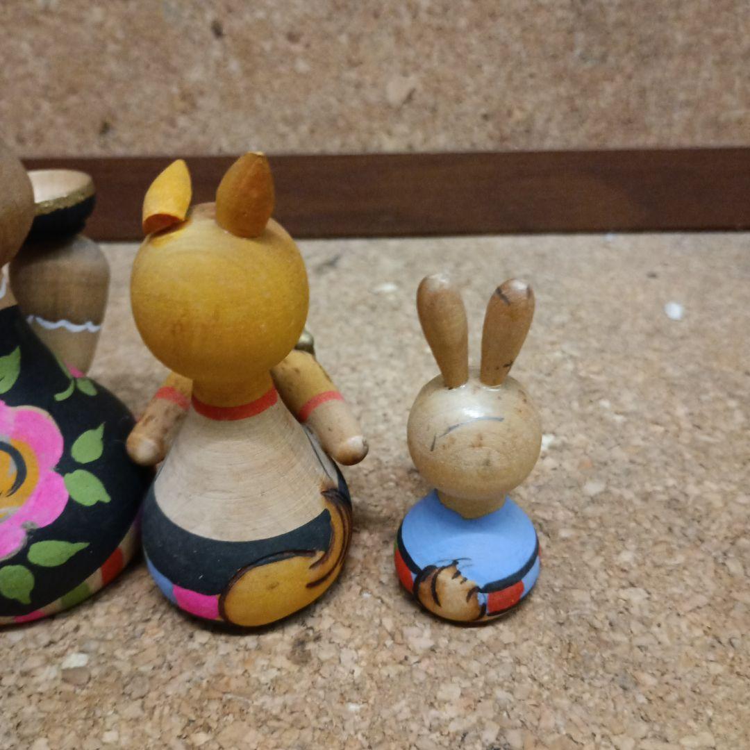 メ*7様 3970）ロシア製木製動物人形　置物　6体　ソビエト連邦時代