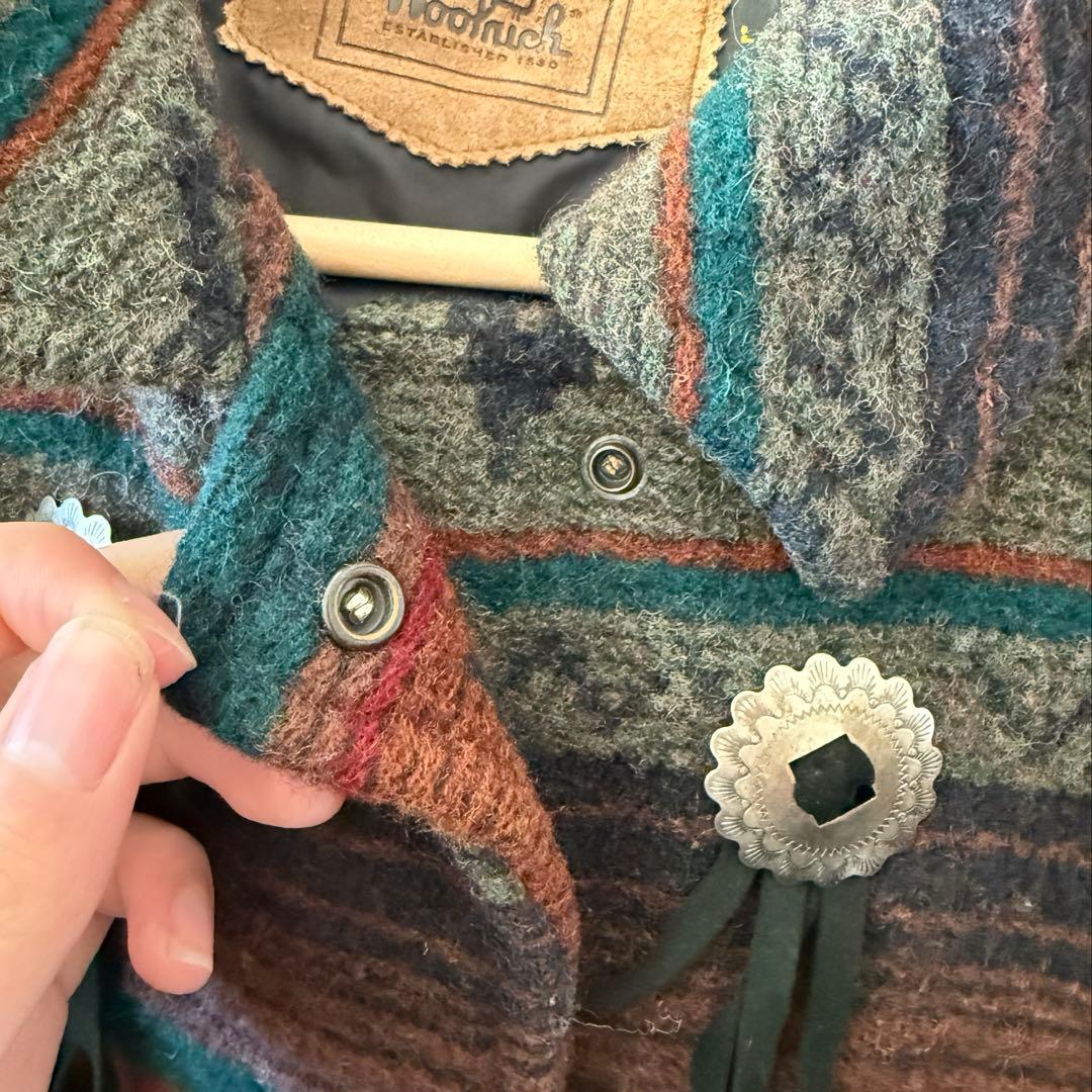 80s WOOLRICH ネイティブ柄ウールコート 民族系 usa製 Lサイズ