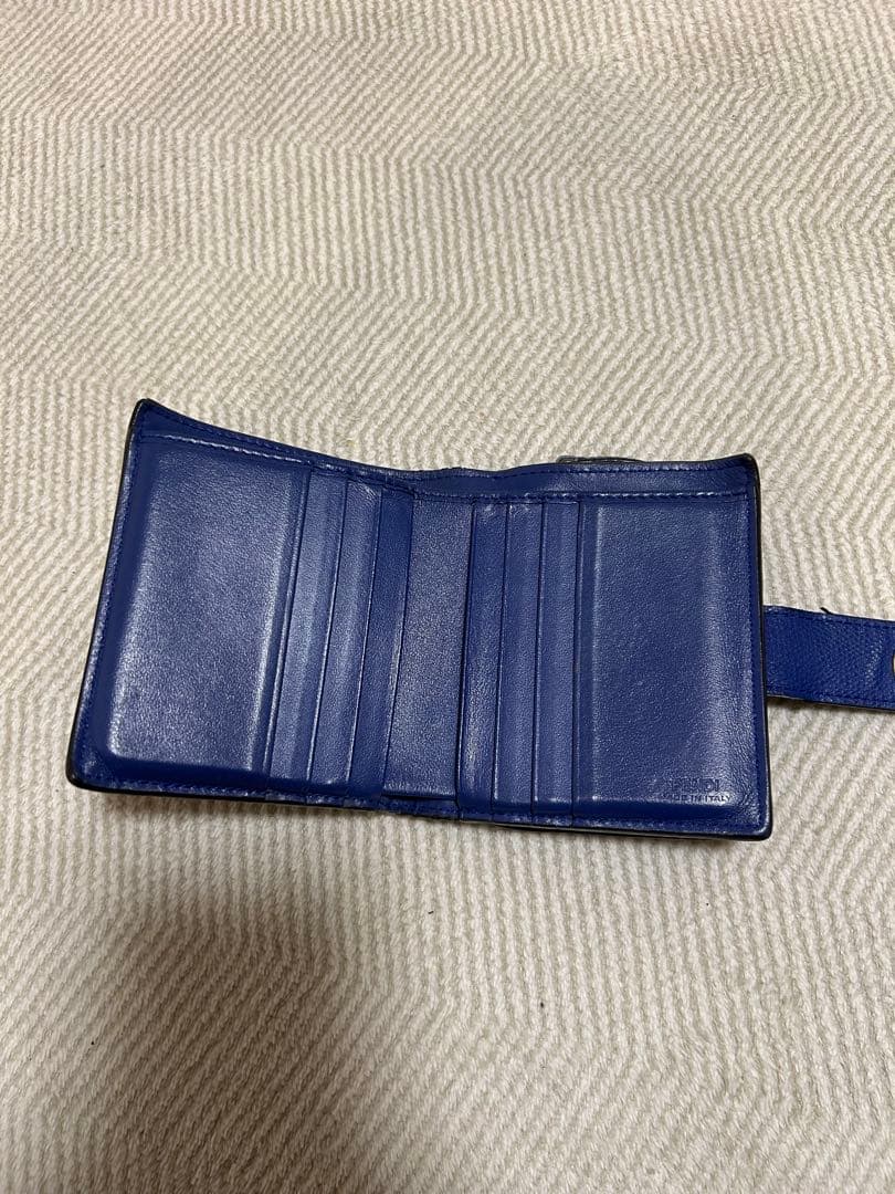 ス*ミ様 FENDI 二つ折り財布 FFロゴ ブラウン/ブルー 箱付き