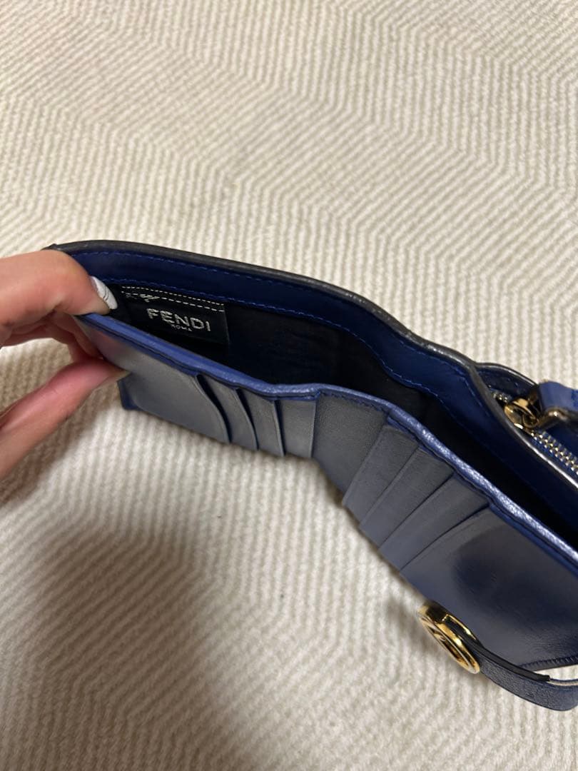 ス*ミ様 FENDI 二つ折り財布 FFロゴ ブラウン/ブルー 箱付き