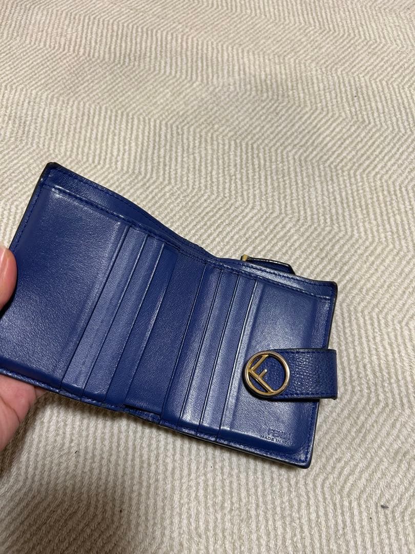 ス*ミ様 FENDI 二つ折り財布 FFロゴ ブラウン/ブルー 箱付き