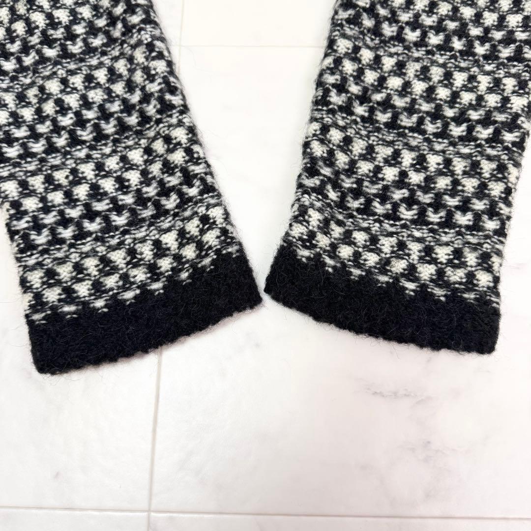 極美品　マックス&コー　ロングコート　ニットコート　総柄　黒　白　Lサイズ