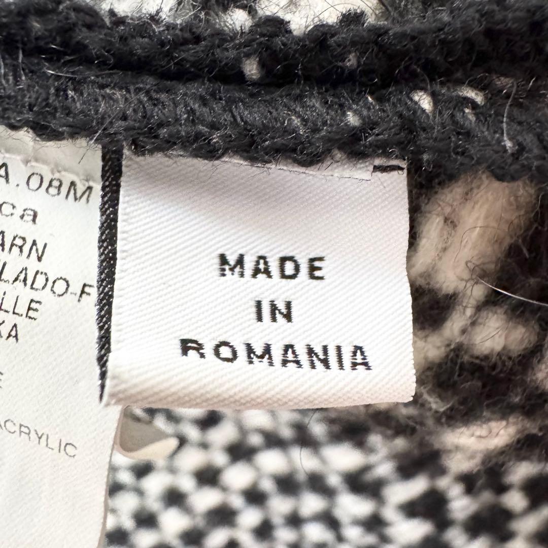 極美品　マックス&コー　ロングコート　ニットコート　総柄　黒　白　Lサイズ