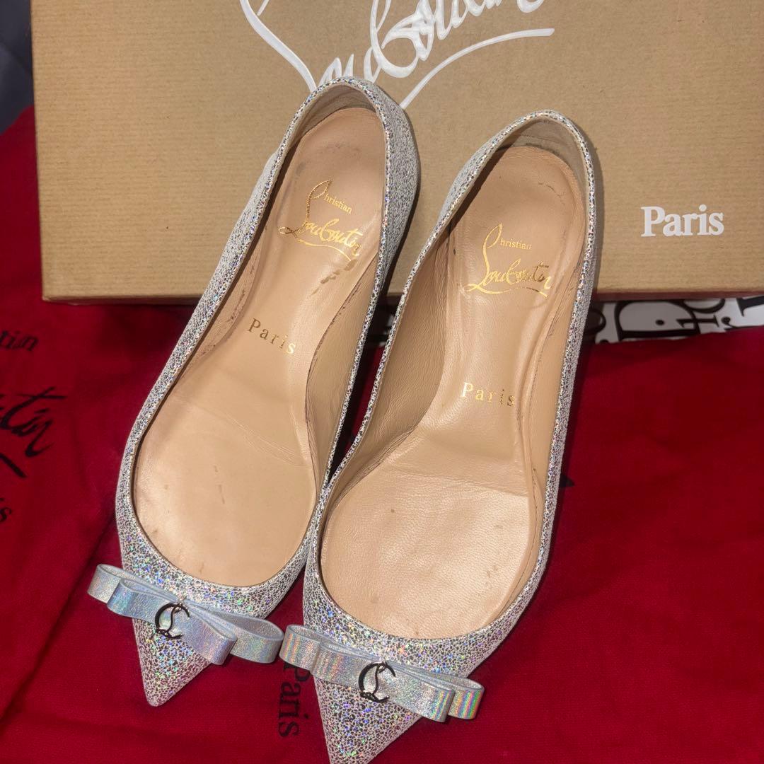 Christian Louboutin シルバー フラットシューズ