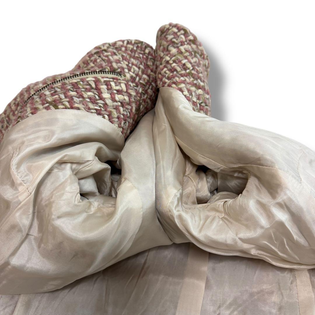 美品 マックスマーラ 1814 アルパカ モヘア ツイード　ロングコート ピンク