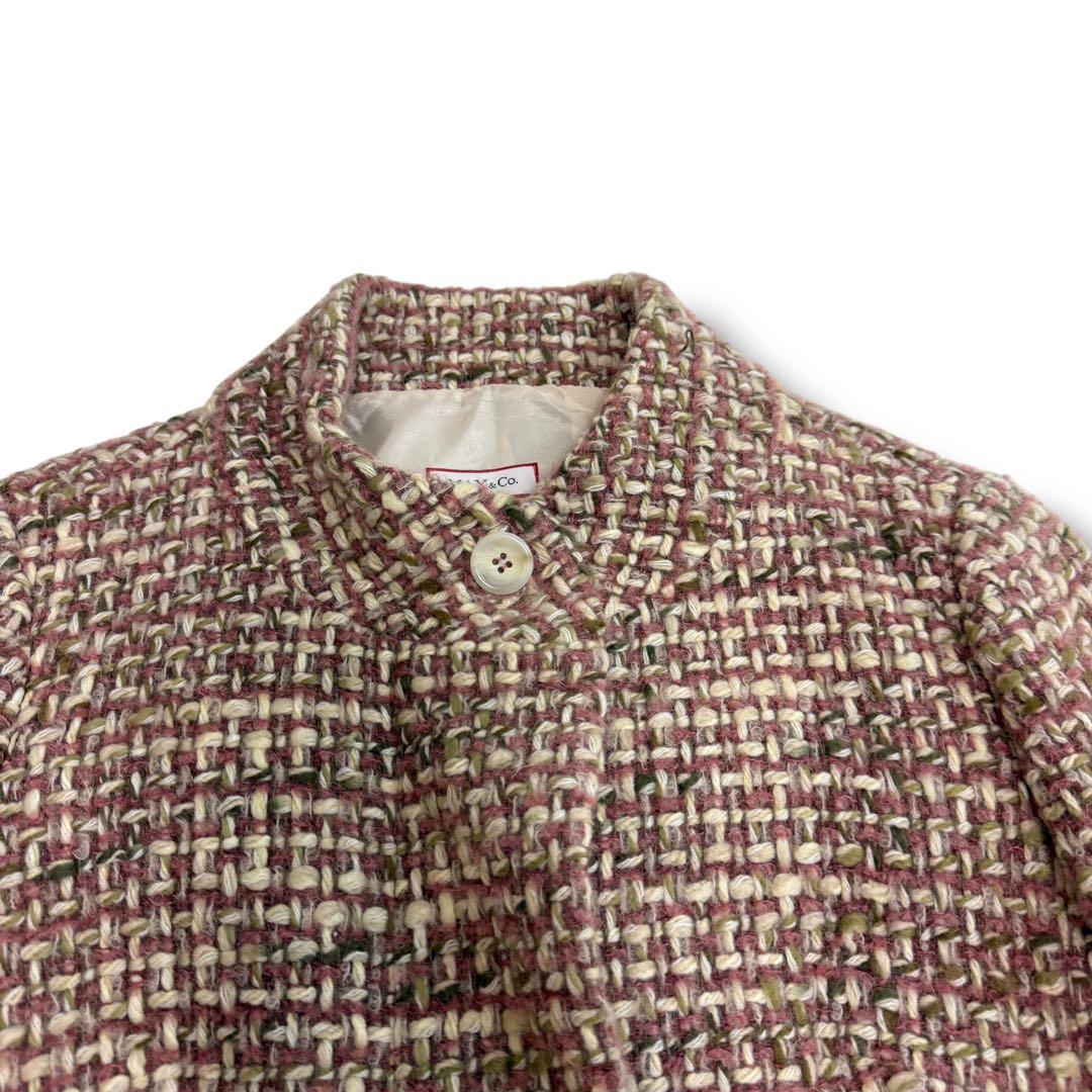 美品 マックスマーラ 1814 アルパカ モヘア ツイード　ロングコート ピンク