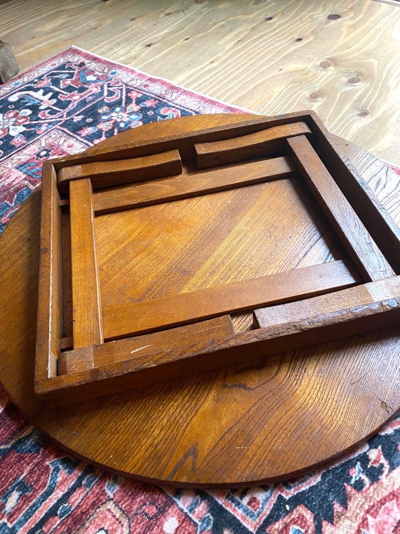 昭和レトロ　折り畳み式木製ちゃぶ台　円卓アンティーク　骨董