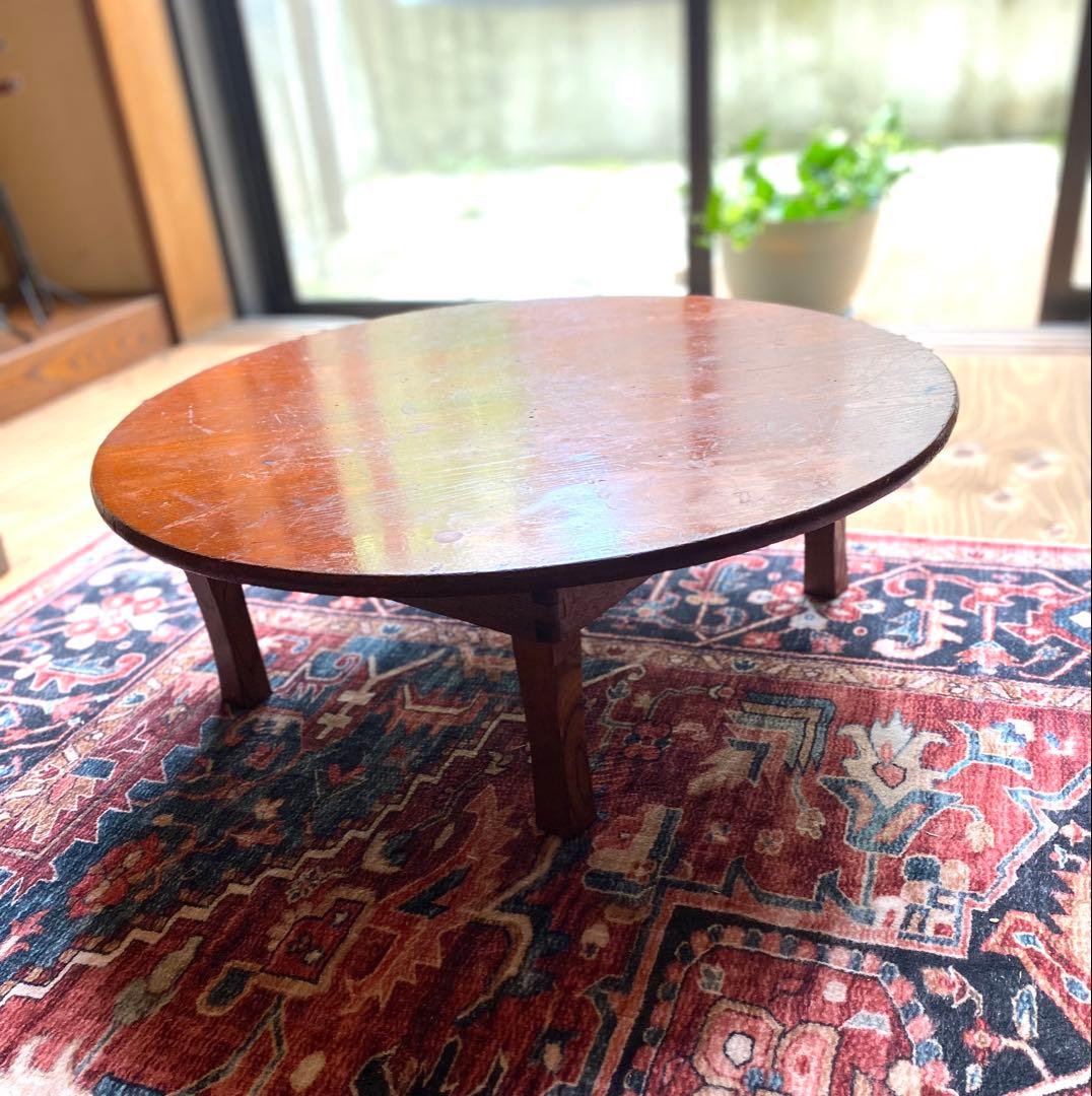 昭和レトロ　折り畳み式木製ちゃぶ台　円卓アンティーク　骨董