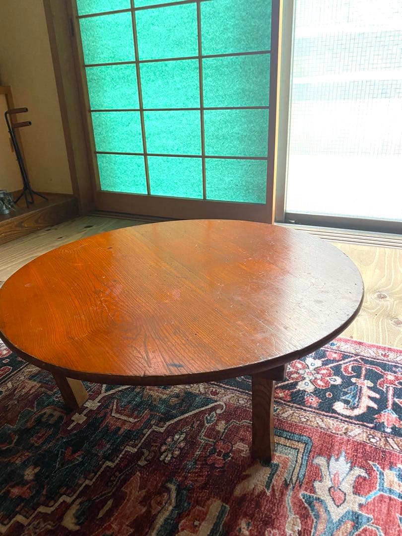 昭和レトロ　折り畳み式木製ちゃぶ台　円卓アンティーク　骨董
