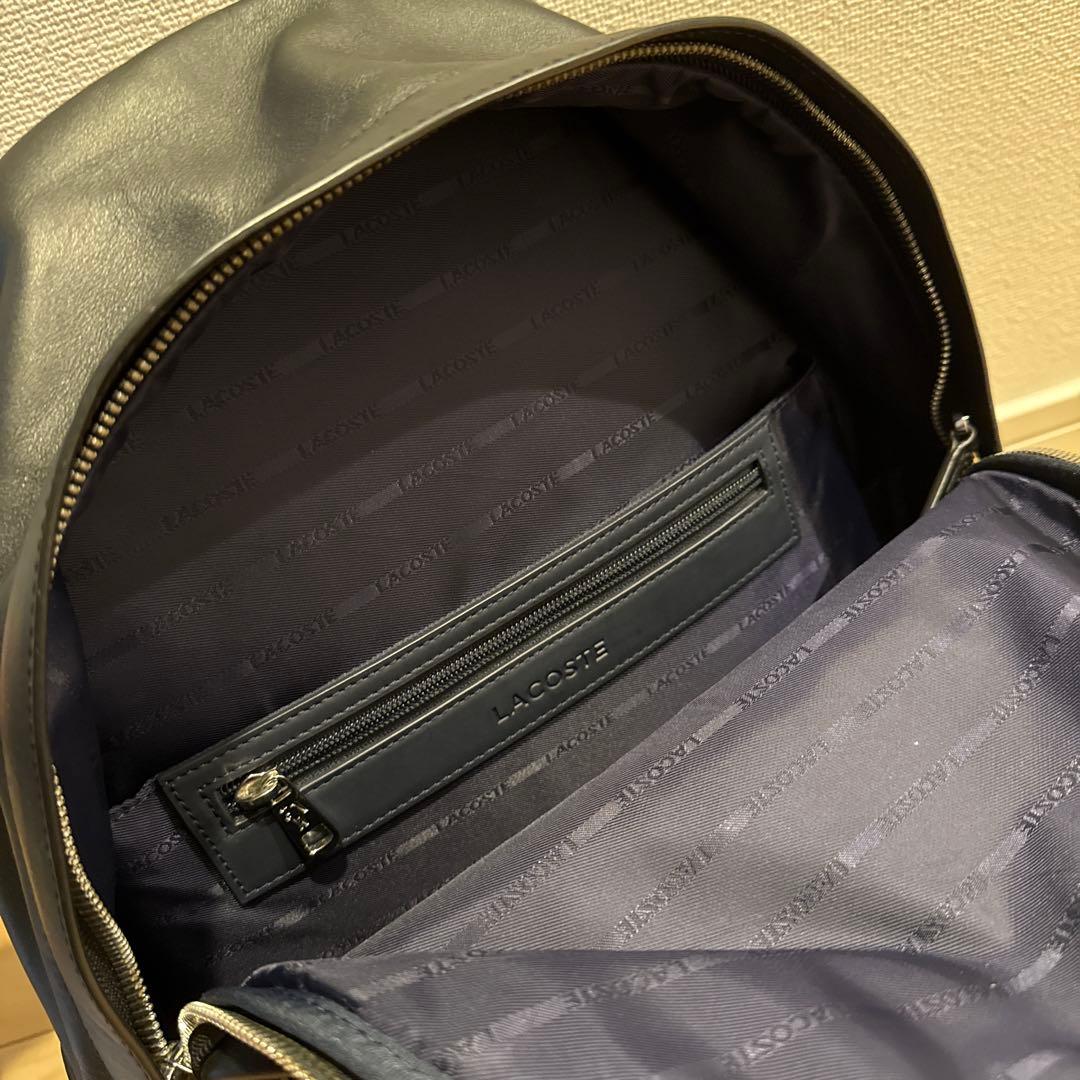 LACOSTE レザー ブラック バックパック