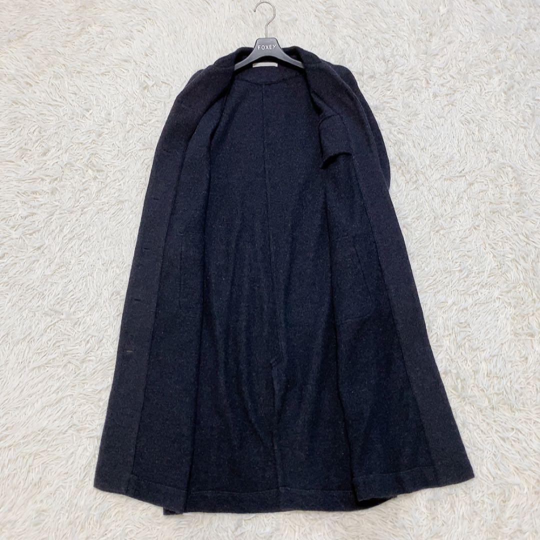 【美品】エヴァムエヴァ プレスウールコート ロング ノーカラー 定番 人気