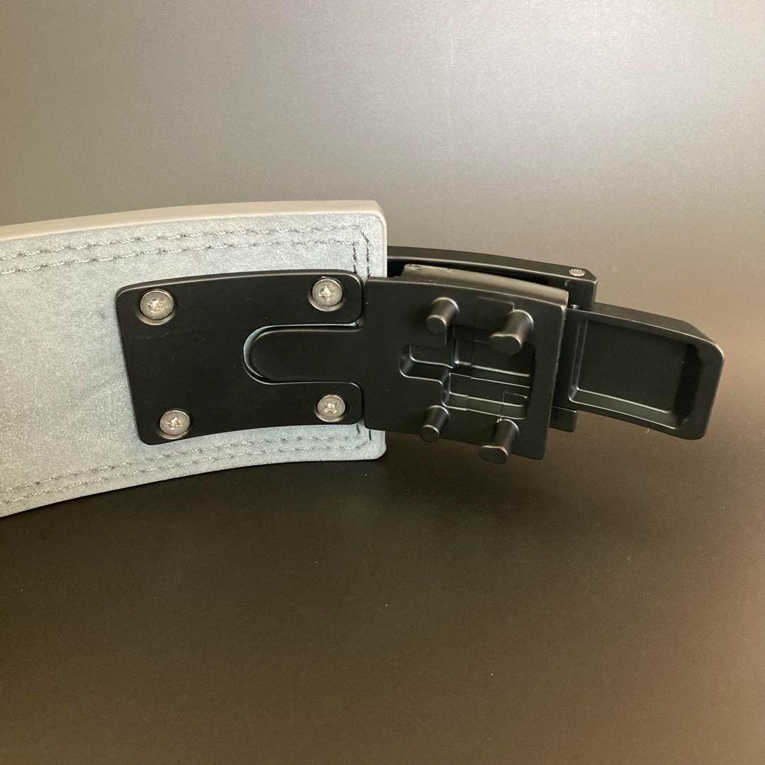 新品 パワーベルト レバーアクション XLサイズ 本革13ミリ 灰色×黒 可変式