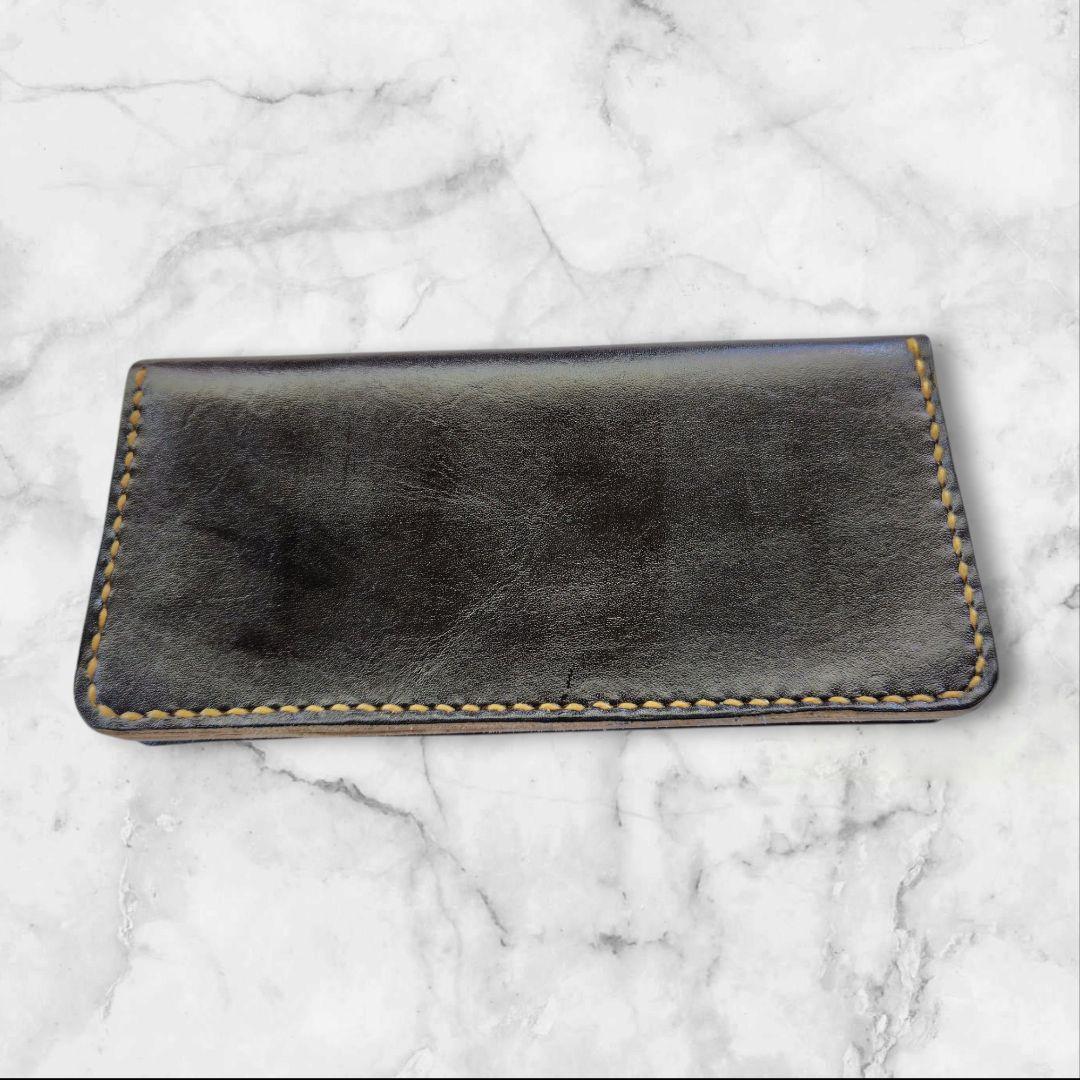 トラッカーウォレット 手染め 黒×豹柄