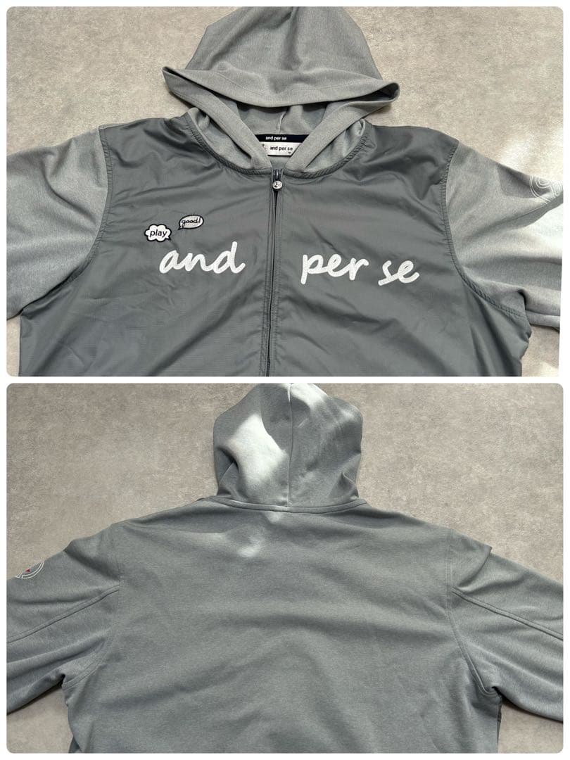 未使用 and per se アンパスィ ゴルフ ジャンバー グレー M 切替