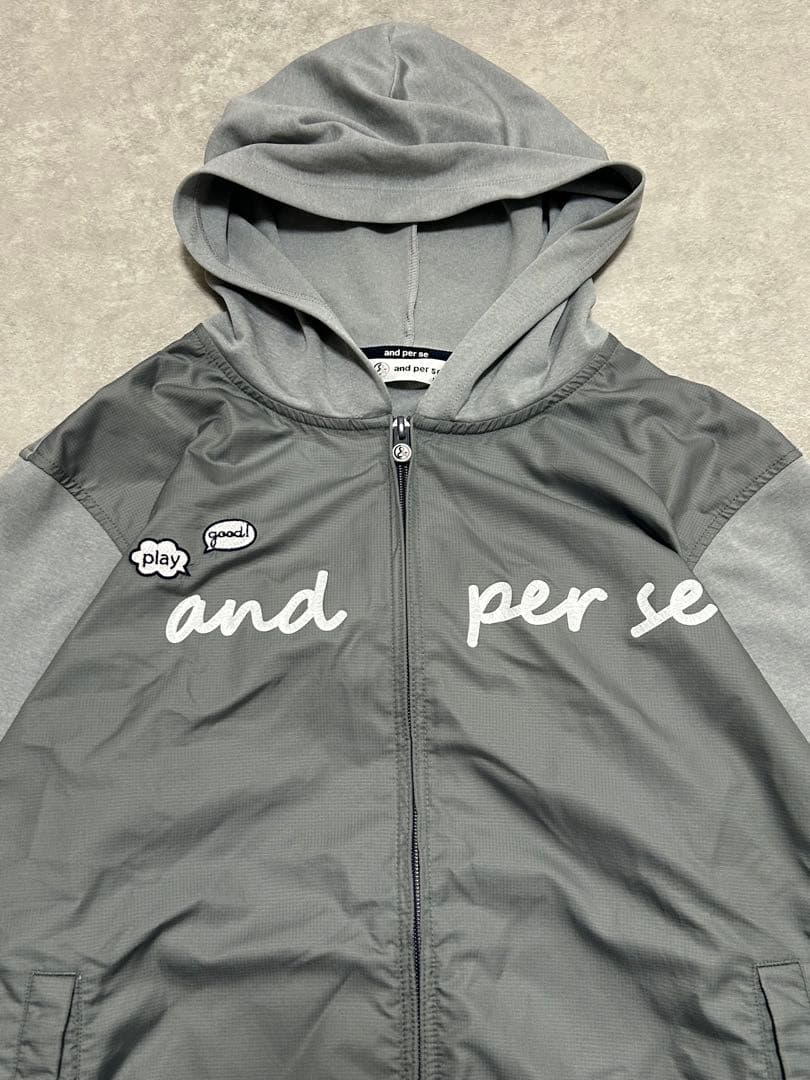 未使用 and per se アンパスィ ゴルフ ジャンバー グレー M 切替