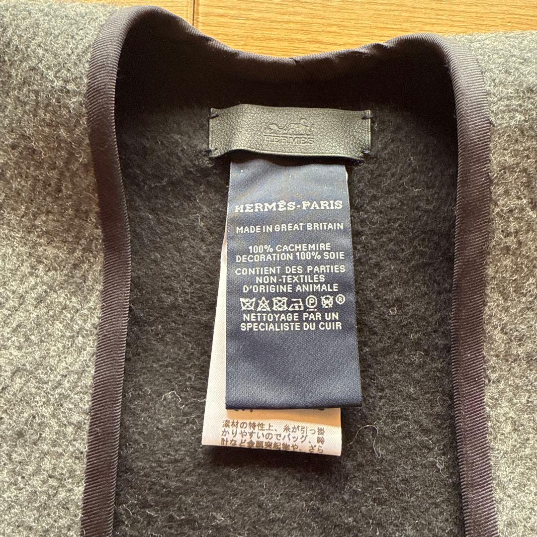 HERMES カシミヤシルク チェックポンチョ