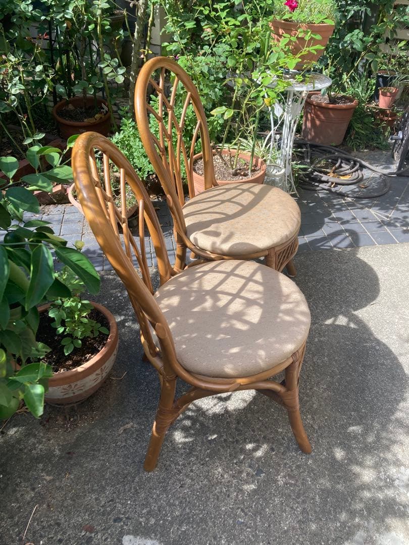 j*y様 ヴィンテージ 高級感ある　ラタン　チェア 2脚　ダイニングチェア 籐家