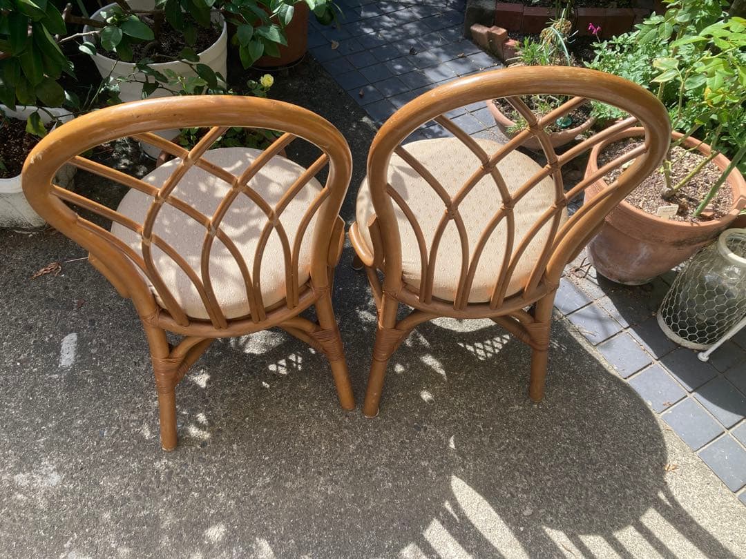 j*y様 ヴィンテージ 高級感ある　ラタン　チェア 2脚　ダイニングチェア 籐家