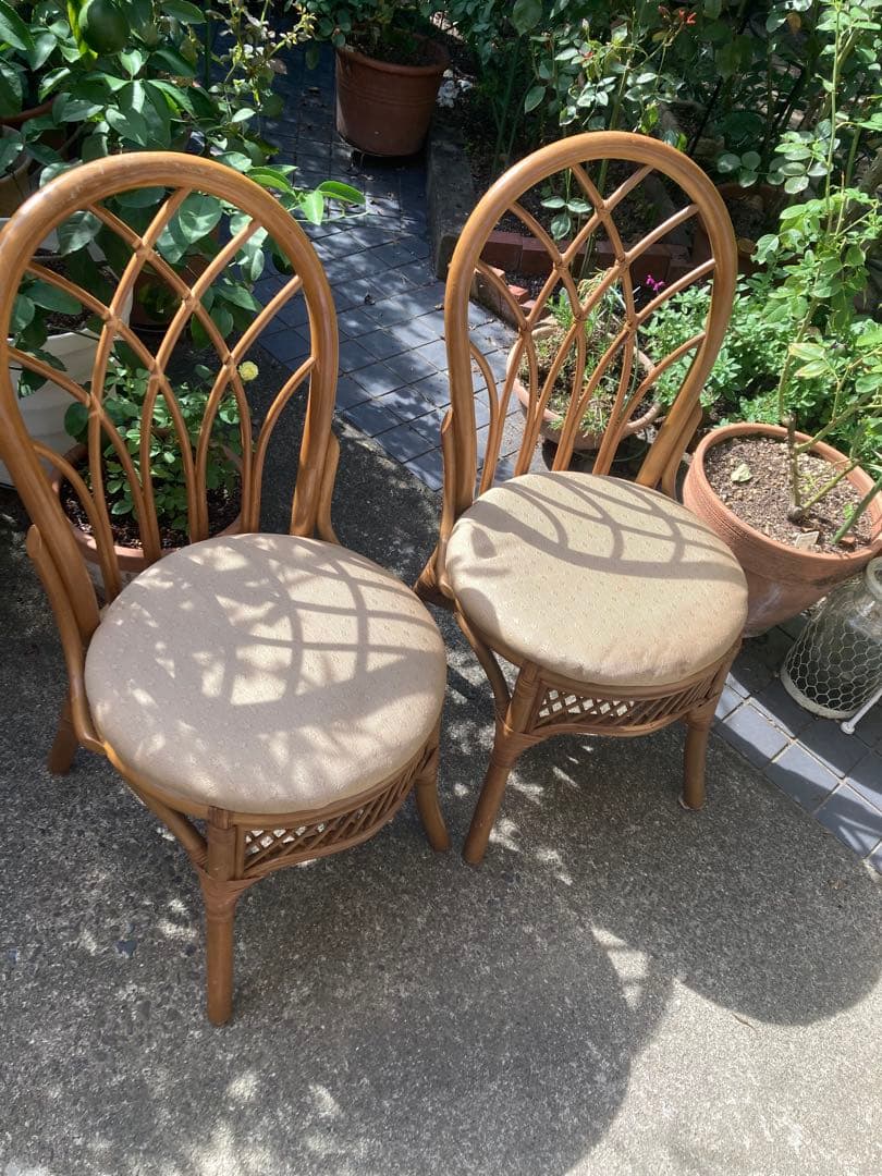 j*y様 ヴィンテージ 高級感ある　ラタン　チェア 2脚　ダイニングチェア 籐家