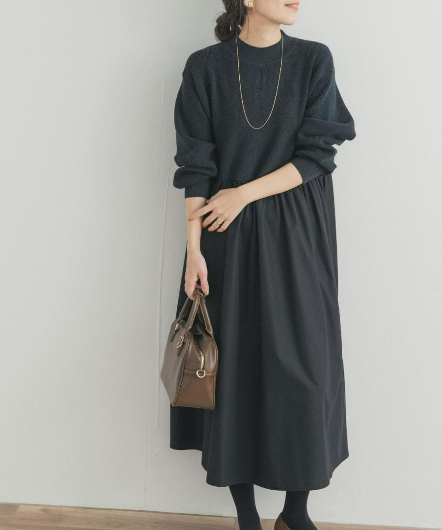 新品◆DOORS◆ニットドッキングワンピース《BLACK》◆アーバンリサーチ