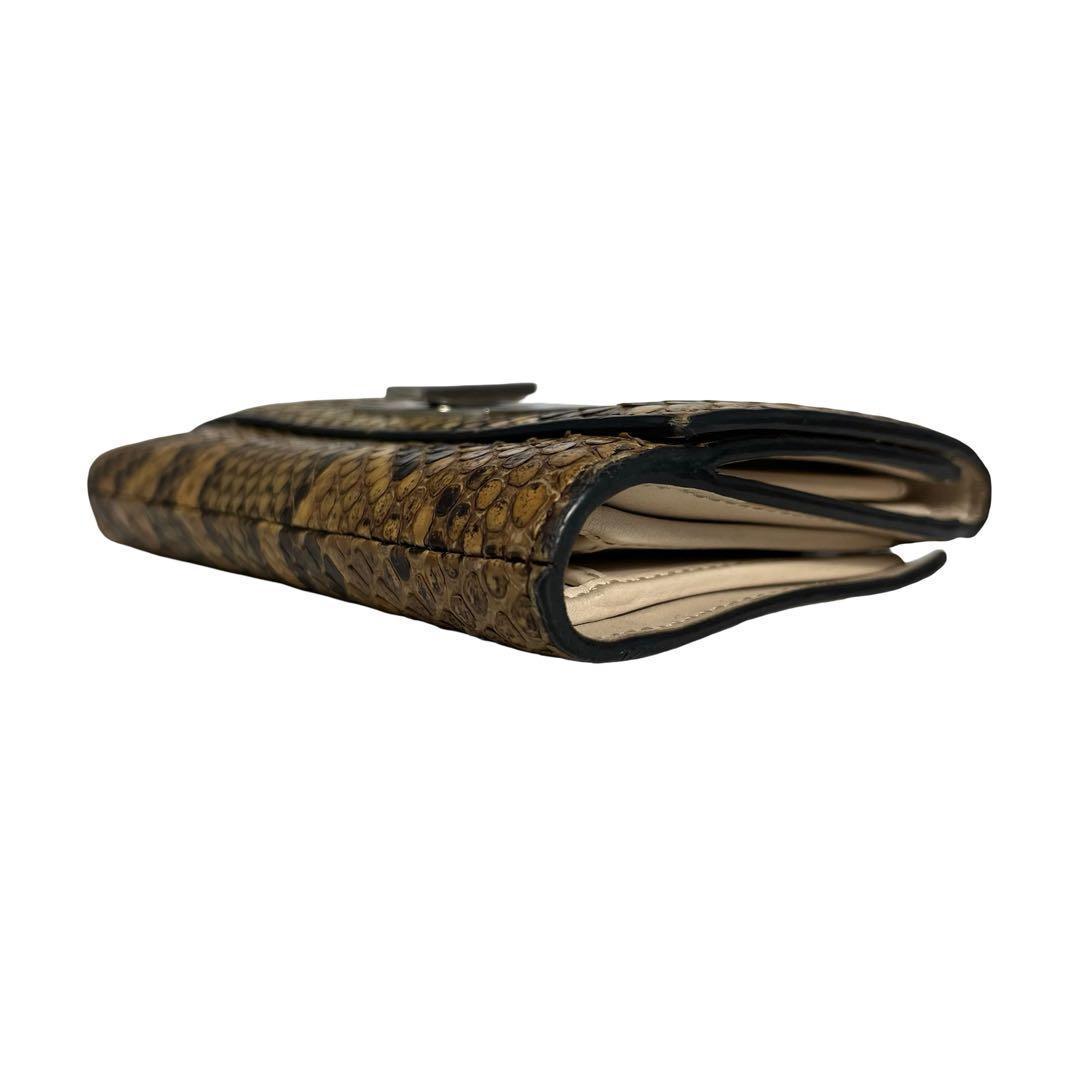 レア✨フェンディ 二つ折り財布 パイソン レザー ベージュ ヘビ ピーカブー