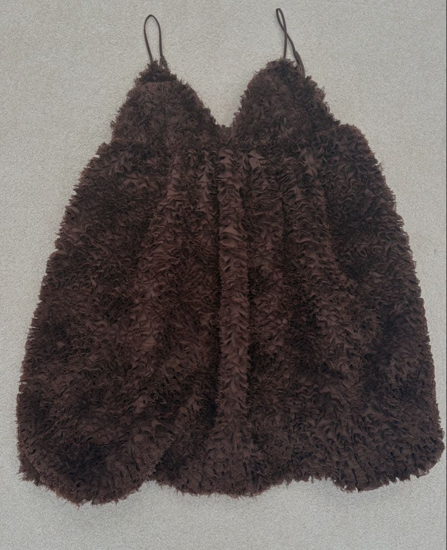 【ZARA】 ボリュームメッシュワンピース S ブラウン