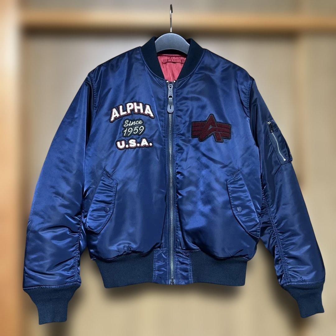 ALPHA アルファ　MA-1 ネイビー　 Lサイズ　美品