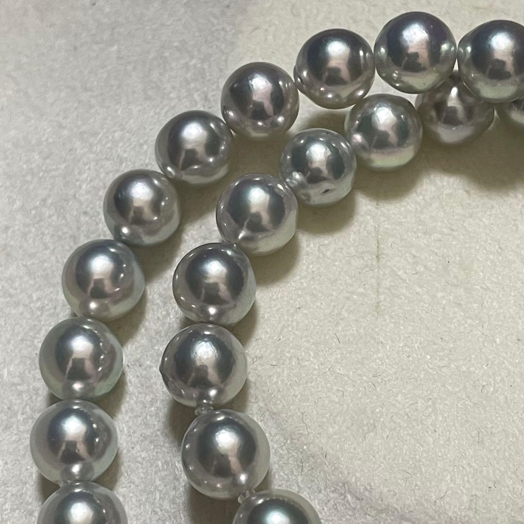 【テリ最強✨超大珠】 あこや真珠 ネックレス8.5-9.0 ブルーグレー パール