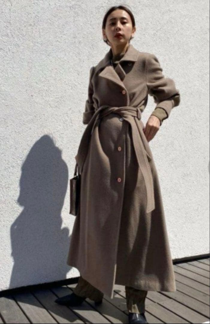 ジャケット・アウター AMERI POOFY FLARE LONG COAT S