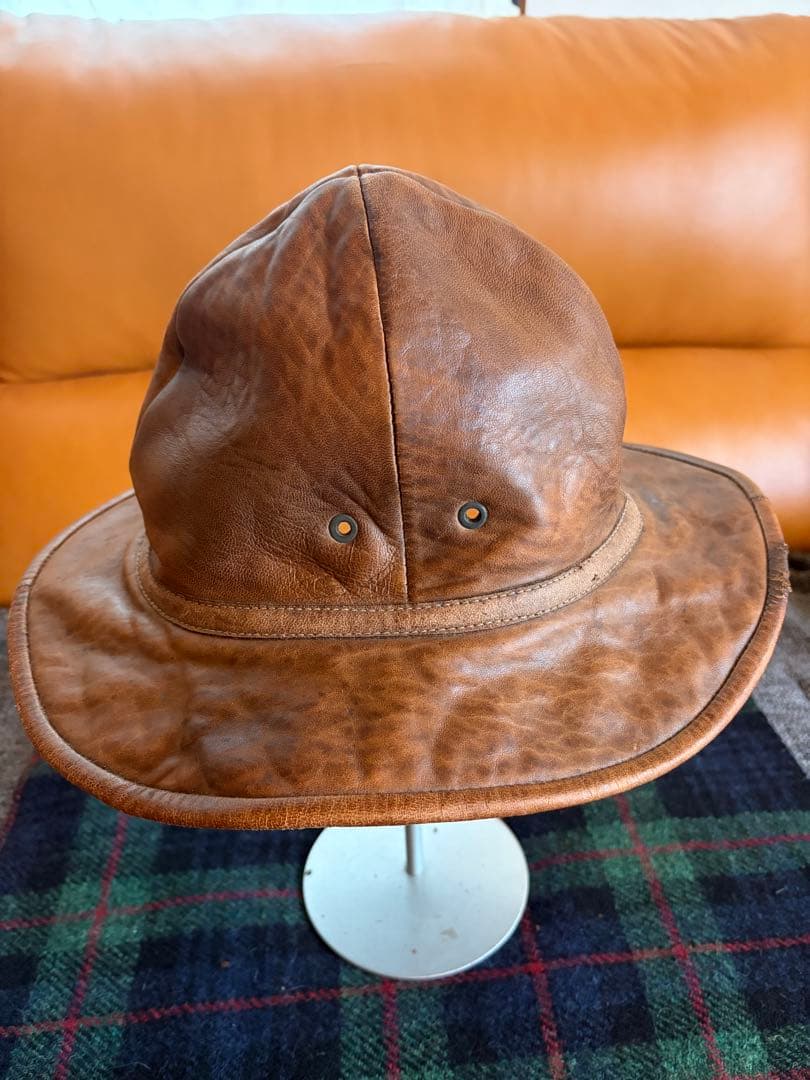 CHAPAL（シャパル）フランス製 ヴィンテージ レザーハット　難あり