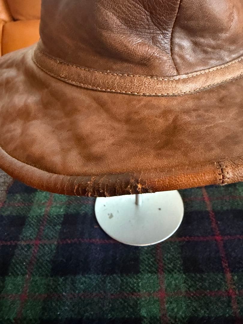 CHAPAL（シャパル）フランス製 ヴィンテージ レザーハット　難あり