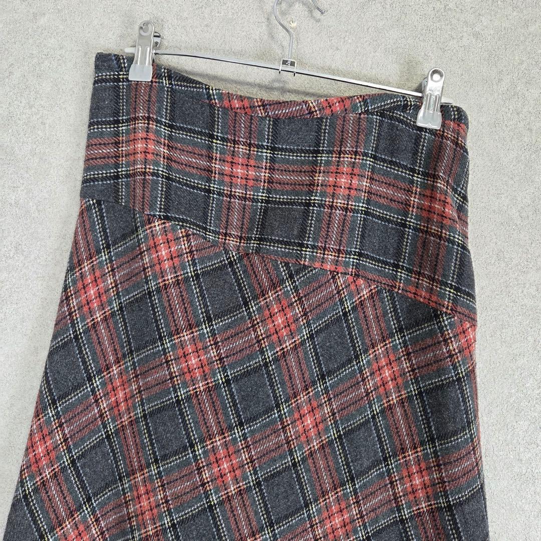 希少 美品 Y's 00AW チェック 変形 ロング スカート アシンメトリー