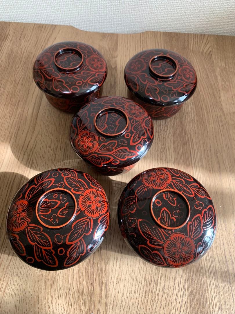 おまとめ　甲斐マロンページ　11点セット　吉野塗　木芙蓉文検懐石道具吉野塗