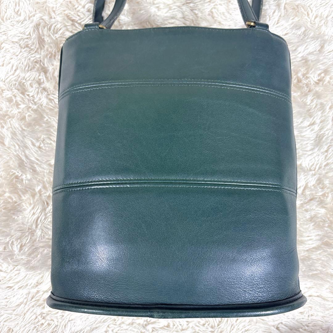 貴重 COACH コーチ バケツ型 トートバッグ ハンドバックレザー グリーン