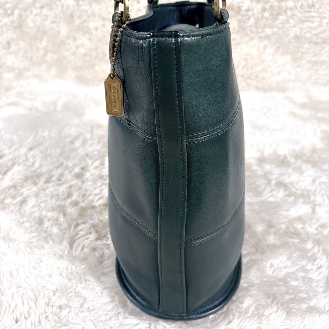 貴重 COACH コーチ バケツ型 トートバッグ ハンドバックレザー グリーン