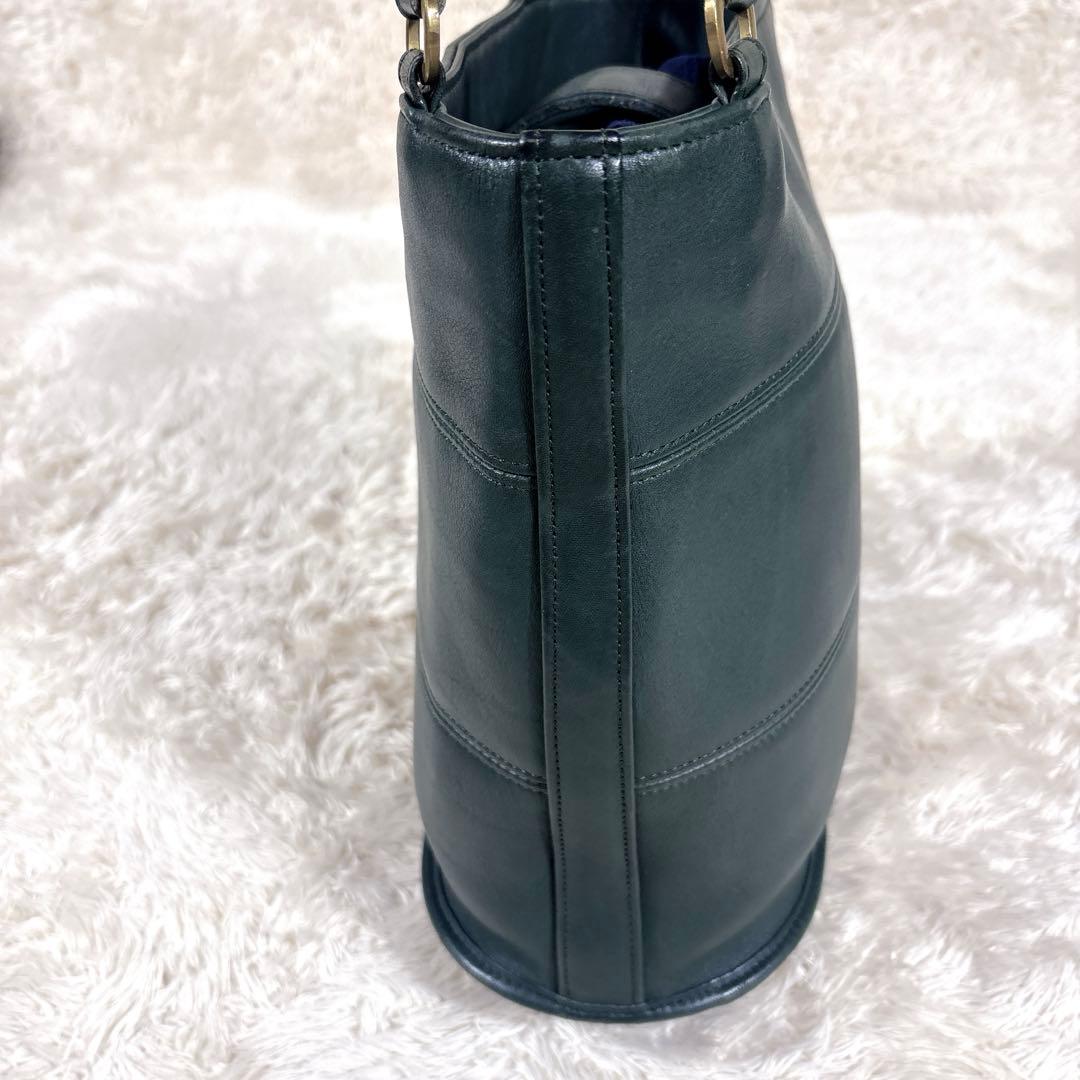 貴重 COACH コーチ バケツ型 トートバッグ ハンドバックレザー グリーン