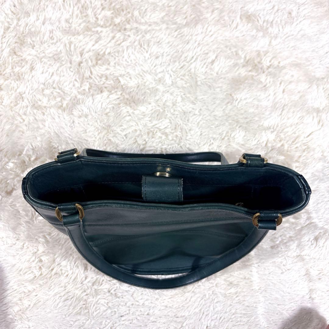 貴重 COACH コーチ バケツ型 トートバッグ ハンドバックレザー グリーン