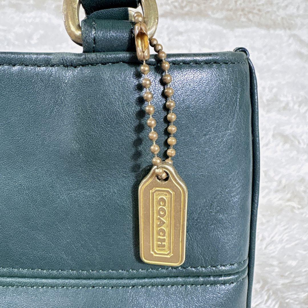 貴重 COACH コーチ バケツ型 トートバッグ ハンドバックレザー グリーン