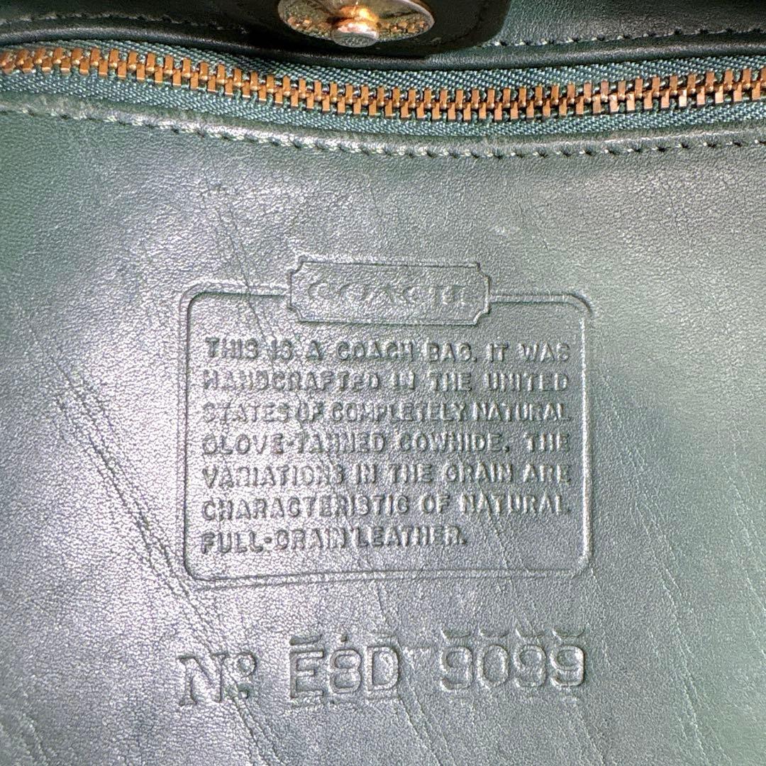 貴重 COACH コーチ バケツ型 トートバッグ ハンドバックレザー グリーン