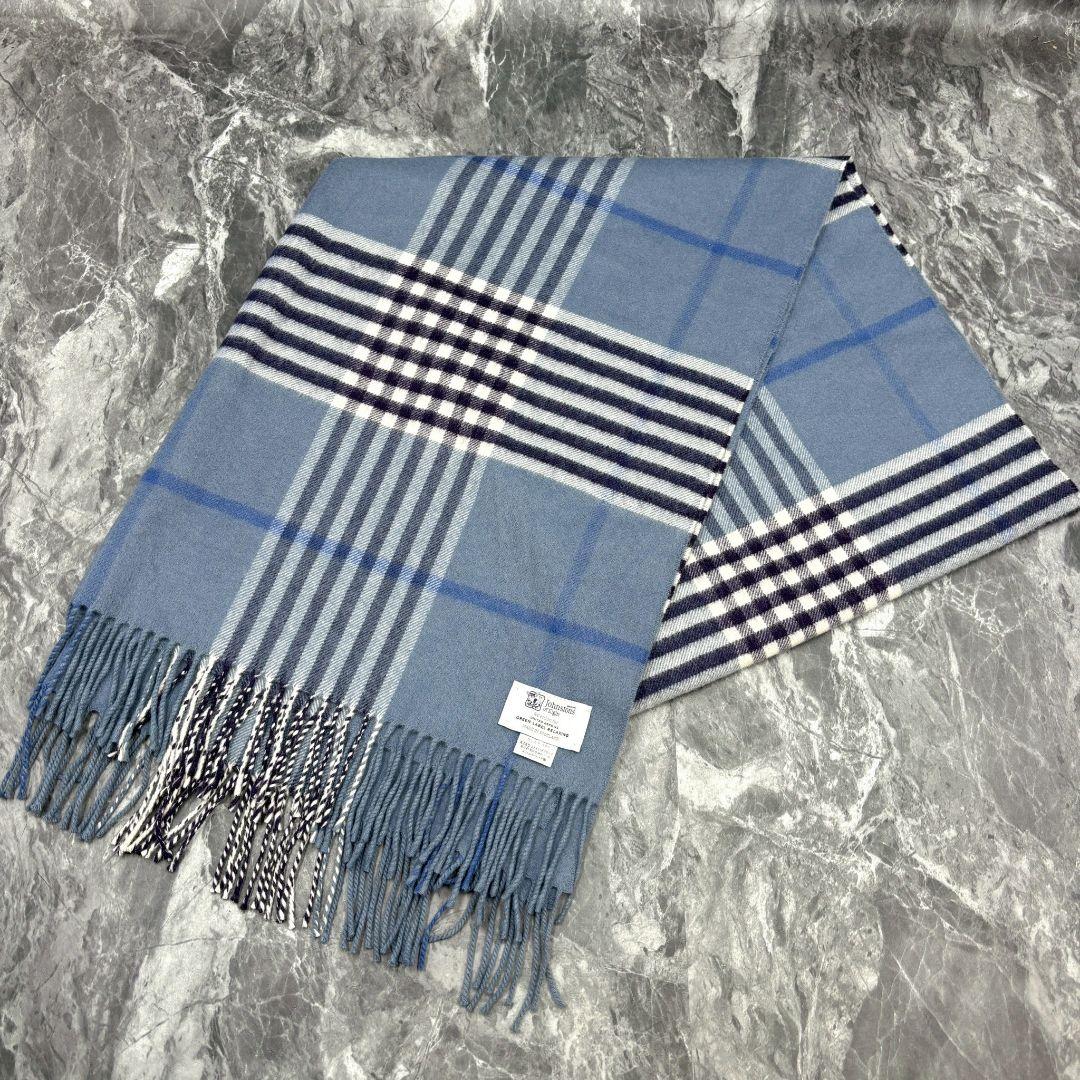 【美品】ジョンストンズ 大判ストール ユナイテッドアローズグリーンレーベル別注