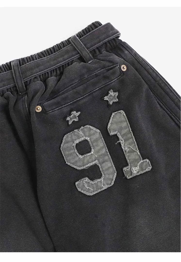 Badblood ダークグレー ショートパンツ ナンバープリント 91